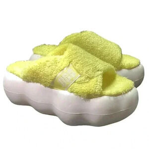Ugg Sugarcloud Womens 9 Slide Platform Sandals Yellow Terry Slippers Shoes NEW